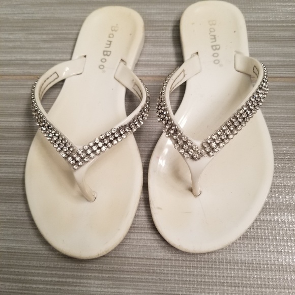 white rhinestone sandals